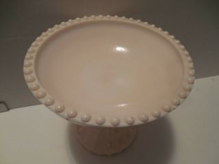 Vintage JEANNETTE Windsor Shell Pink Milk Glass Pedestal Compote Candy Dish 2