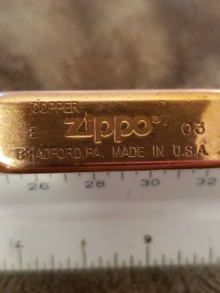 Vintage 2003 Copper Zippo Lighter Copper Lighter