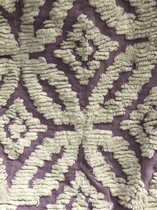 Vintage Chenille Twin Quilt Coverlet Purple White Rare