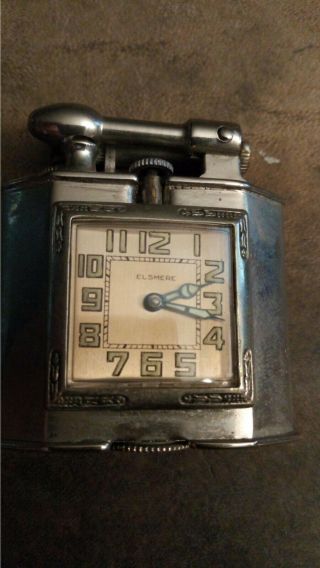 Antique /vintage Pre 1928 Triangle Lift Arm Cigarette Lighter With Watch Rare