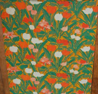 3 Roll Vintage 1960 Manuscreen Ny Wallpaper Screened Print Floral 15 Yard 105 Sq