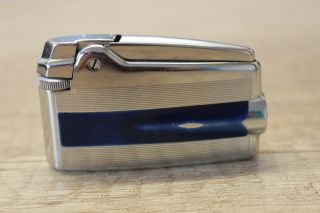 Vintage  Ronson  Varaflame Silver Tone,  Blue - Gas Lighter - England (serviced)