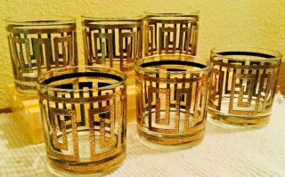 Vintage Culver Greek Key Rocks Glasses | Set of 6 | Midcentury Barware 3