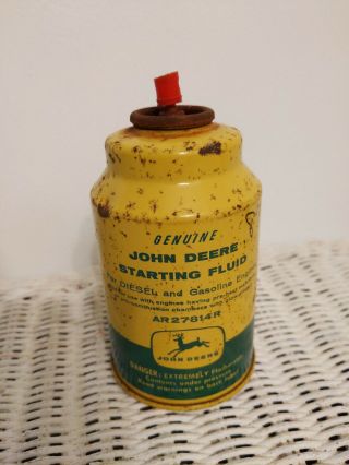 Vintage Yellow & Green John Deere Starting Fluid Tractor Advertising Can