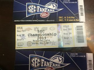 2019 Sec Championship Game Ticket Atlanta Georgia Lsu Near,  2 Fan Fare Tix