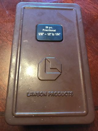 Lawson Products Drill Bit Index Case Box Empty 29pc Fractional Tin Container Vtg