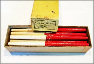 Rare Dealer Box Of 12 Lake James Bait Co Floats Bobbers Made In C.  1920s - 30s