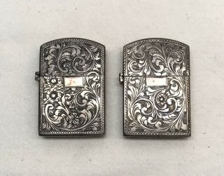 2 Vintage Tooled Etched 800 Silver Zippo Lighter Cases Covers Peruzzi?