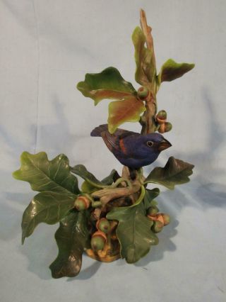 Fine 11 " Vintage Boehm Porcelain Bird Figurine " Blue Grosbeak " 489 -