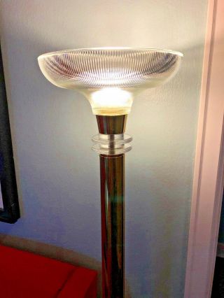Art Deco Brass Lucite Springer Frederick Cooper Hollywood Regency Floor Lamps
