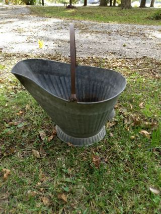 Vintage Metal Ash Coal Scuttle Bucket Rustic Primitive