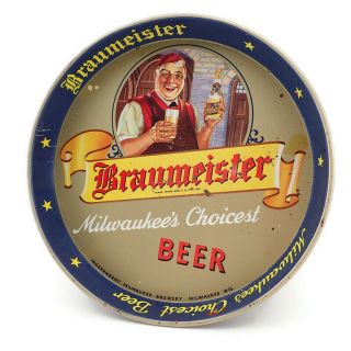Vtg Braumeister Beer 12 " Round Metal Serving Tray Milwaukee Wisconsin Brewery
