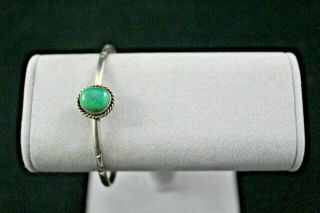 Vintage Sterling Silver Thin Narrow Cuff Bracelet Green Turquoise Southwestern