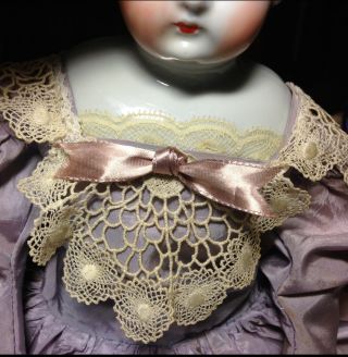 Antique China Head Doll Hertwig C.  1890 China Arms And Feet,  Body.  20”