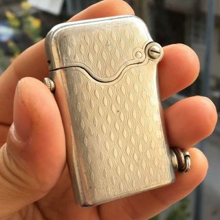 Antique Vintage Thorens Single Claw Alpacca Silver Petrol Lighter Extremely Rare