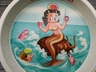 Vtg 1960s Rare Mexican 6 1/4 " Tin Tray Advertising Betty Boop Lulu Soda Mermaid
