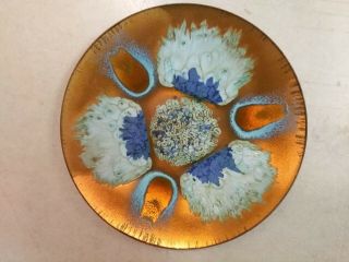Mid Century Modern Enameled Copper Art Plate By The Edward 