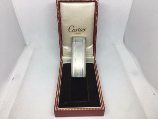 Vintage Cartier Gas Lighter Swiss Made Silver Wave Pattern