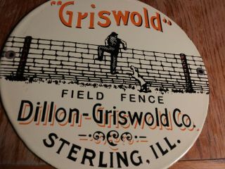 Awesome Griswold Field Fence Porcelain Sign Sterling Il Old Barn Vintage Farm