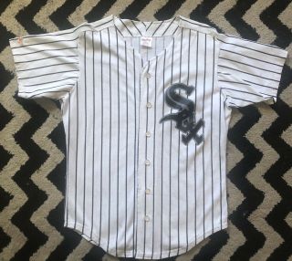 Vintage Rawlings Chicago White Sox Pin Stripe Jersey Shirt Size Medium