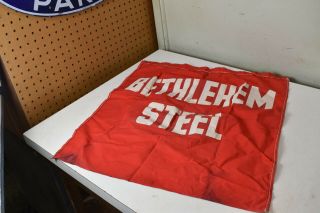 L5216 - Vintage Bethlehem Steel Advertising Cloth Banner Sign Industrial 22x22 "
