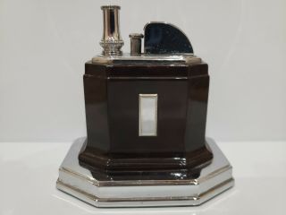 Vintage Ronson Octette Touch - Tip Table Lighter 1930s Black & Silver