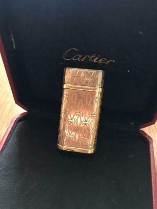 Vintage Cartier Gas Lighter Swiss Made Gold Logo Decor Happy Birthday