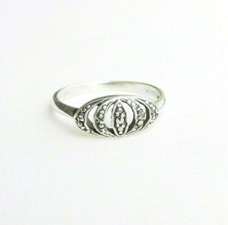 Vintage Solid Silver Art Deco Marcasite Gemstone Ring Size Q