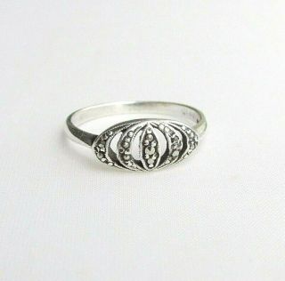 Vintage solid silver Art Deco marcasite gemstone ring size Q 2