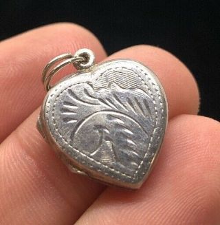 Vintage Sterling Silver Necklace 925 Pendant Heart Locket Charm Love