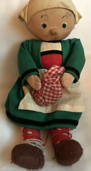 Antique Or Vintage Handcrafted Cloth Doll 13 Inches