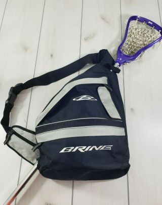 Vtg Brine Lacrosse Sling Bag Lacrosse Stick Crossbody Backpack Black Silver X19