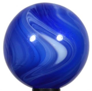 Vintage Akro Agate Slag Glass Marble 11/16 " Smooth - N - Sexy Blue Onyx W/ Long Seam