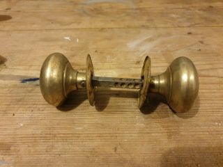 One Old Brass Vintage Door Handles With Two Backplates