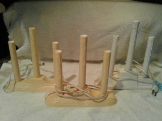 3 Vintage Electric 3 Light Candle Window Candolier Candelabra Christmas Wax Drip