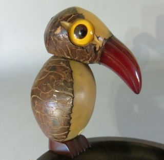 Rare Art Deco Faturan Cherry Bakelite & Wood Yz Nut Bird Dunhill Match Striker