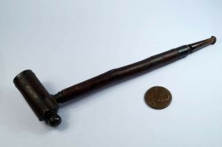 Antique English Bronze & Wood Pipe W/ London Stanhope Lens C1880