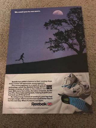 Vintage 1989 Reebok Ers 5000 Ers 2000 Running Shoes Poster Print Ad 1980s Rare
