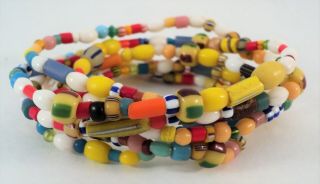 Vintage African Trade Bead Necklace Colorful 46 " Long - Estate Find
