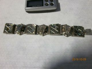 Vintage Taxco Mother Of Pearl Sterling Silver Bracelet