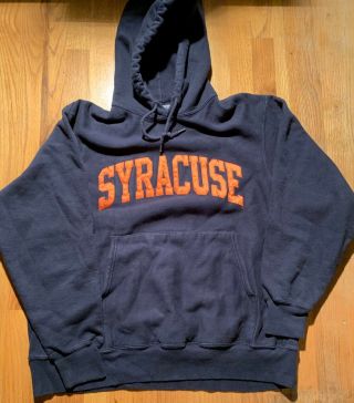 Vtg Champion Reverse Weave Syracuse University Crewneck Sweatshirt Navy Sz L