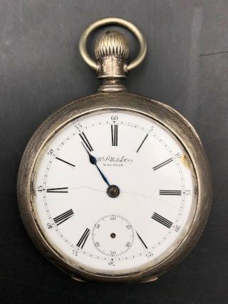 1892 Us Watch Co Waltham 18s Antique Pocket Watch 100658 Coin Silver Case Of