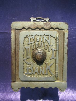 Vintage Cast Iron Antique Coin Deposit Combination Bank