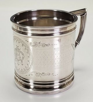 Antique 19th C.  Whiting American Sterling Silver Mug Baby Cup C.  1875