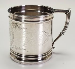 ANTIQUE 19th C.  WHITING AMERICAN STERLING SILVER MUG BABY CUP c.  1875 2