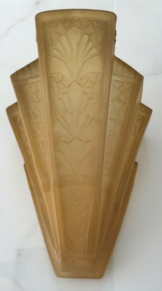 Antique Art Deco Amber Glass Sconce Light Lamp Fixture Slip Shade
