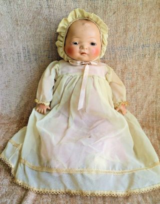 Early Vtg American Character Infant Baby Doll Composition &cloth 18 " Molded Hair