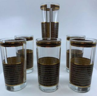 Vtg Georges Briard High Ball Glasses Set Of 6 Double Tumbler Barware Cocktail