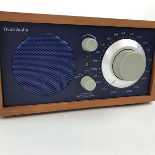 Tivoli Audio Model One Henry Kloss AM/FM Radio Cobalt Blue Face Cherry Wood 2