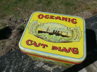 Vintage Tobacco Tin Oceanic Cut Plug Scotten Dillon Co Detroit Michigan